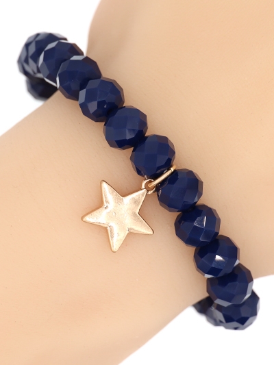 Glass Bead Stretch Charm Bracelet