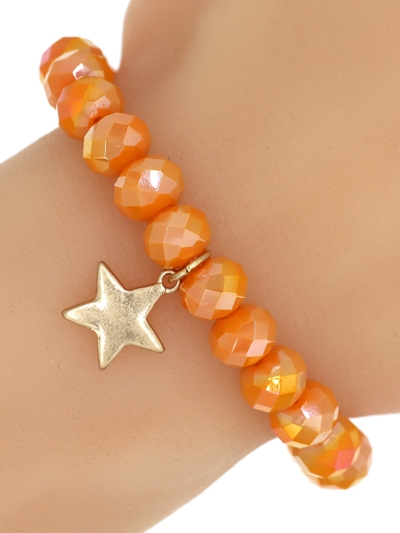 Glass Bead Stretch Charm Bracelet