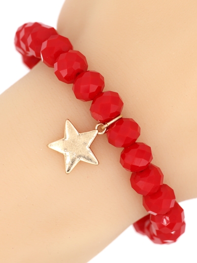 Glass Bead Stretch Charm Bracelet