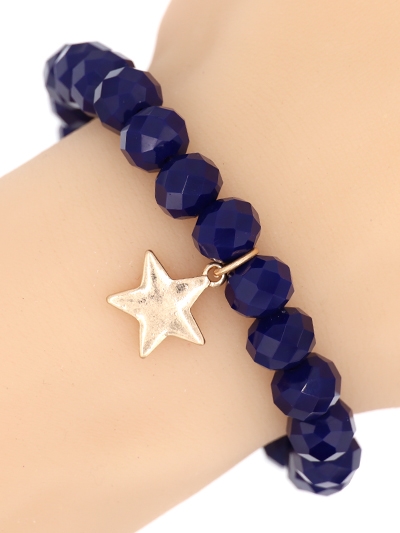Glass Bead Stretch Charm Bracelet