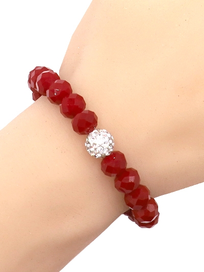 Crystal Ball  Glass Bead Stretch Charm Bracelet