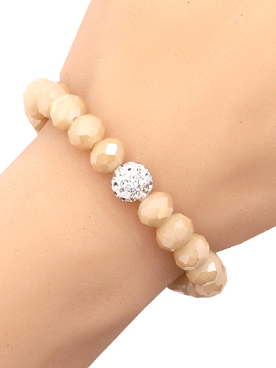 Crystal Ball  Glass Bead Stretch Charm Bracelet