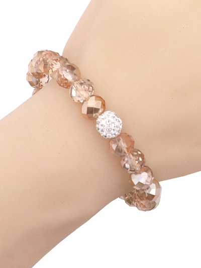 Crystal Ball  Glass Bead Stretch Charm Bracelet