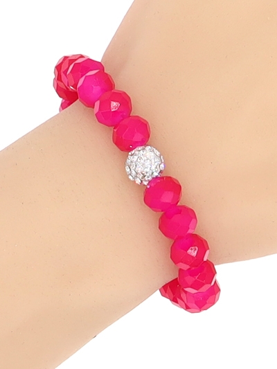 Crystal Ball  Glass Bead Stretch Charm Bracelet