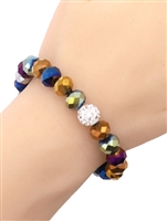 Crystal Ball  Glass Bead Stretch Charm Bracelet