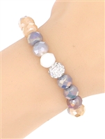 Crystal Ball  Glass Bead Stretch Charm Bracelet