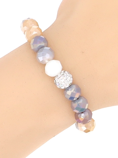 Crystal Ball  Glass Bead Stretch Charm Bracelet