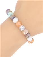 Crystal Ball  Glass Bead Stretch Charm Bracelet