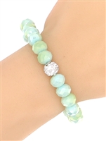 Crystal Ball  Glass Bead Stretch Charm Bracelet