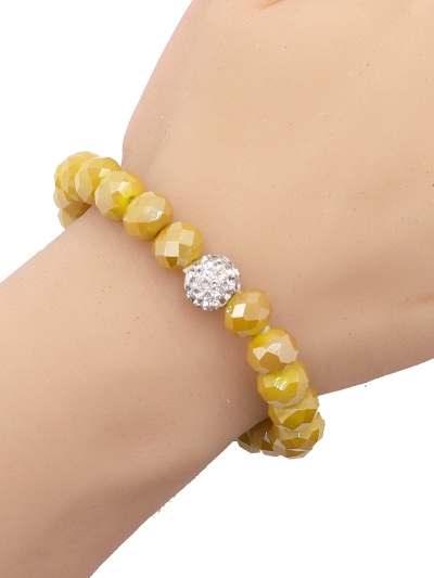 Crystal Ball  Glass Bead Stretch Charm Bracelet