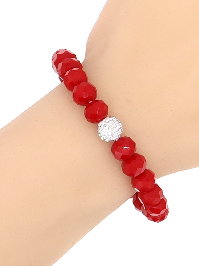 Crystal Ball  Glass Bead Stretch Charm Bracelet