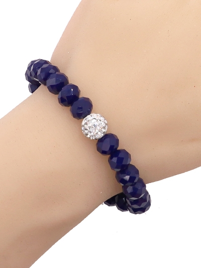 Crystal Ball  Glass Bead Stretch Charm Bracelet