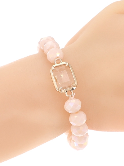 Glass Bead Stretch Charm Bracelet