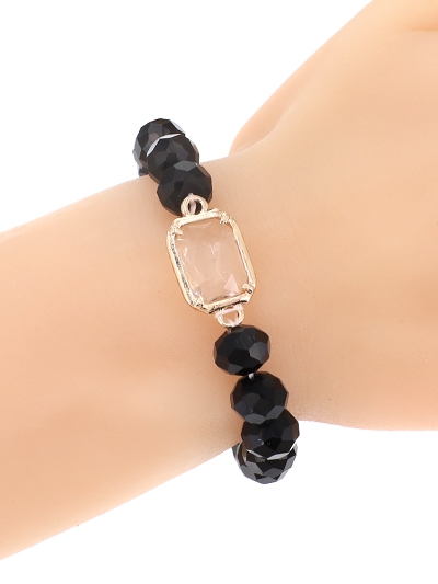 Glass Bead Stretch Charm Bracelet