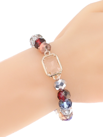 Glass Bead Stretch Charm Bracelet