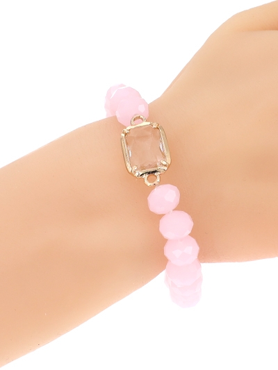 Glass Bead Stretch Charm Bracelet
