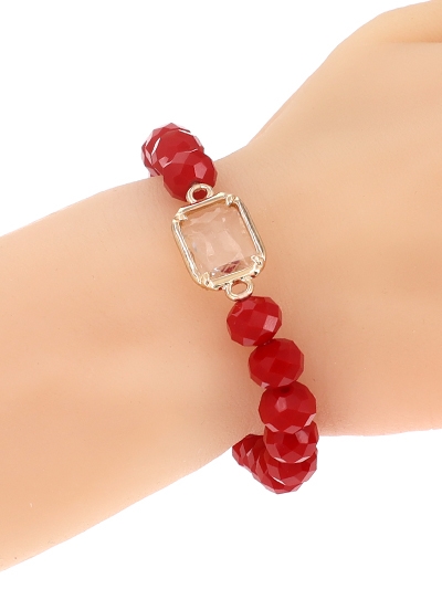 Glass Bead Stretch Charm Bracelet