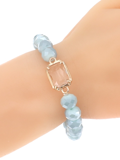 Glass Bead Stretch Charm Bracelet
