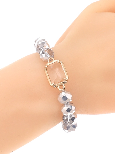 Glass Bead Stretch Charm Bracelet