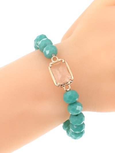 Glass Bead Stretch Charm Bracelet