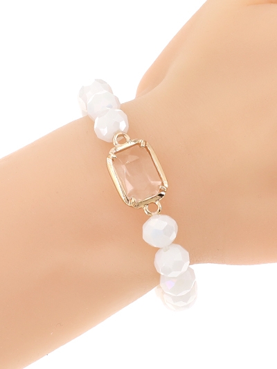 Glass Bead Stretch Charm Bracelet