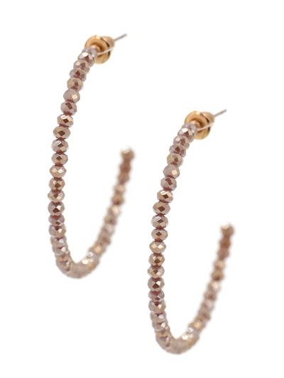 Glass Bead C Hoop Earrings