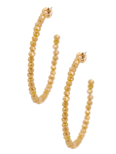 Glass Bead C Hoop Earrings