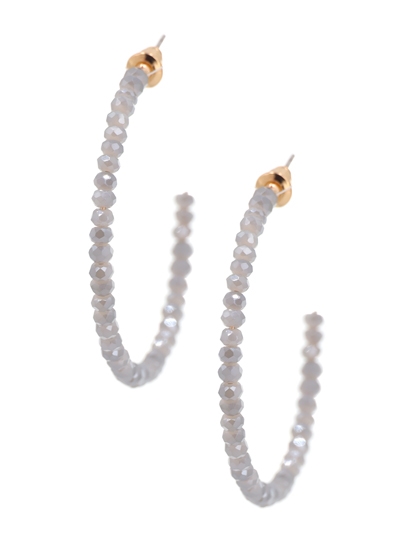 Glass Bead C Hoop Earrings