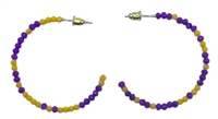 Purple & Gold  C Hoop Earrings