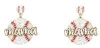 Baseball Mom Glitter Leather Earrings