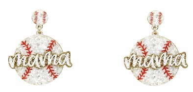 Baseball Mom Glitter Leather Earrings