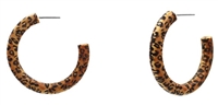 Leopard Wood Hoop Earrings