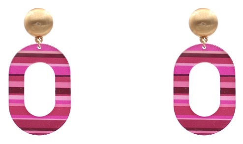 Oval Acrylic Stripe Earrings