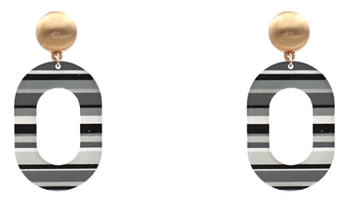 Oval Acrylic Stripe Earrings