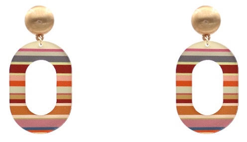 Oval Acrylic Stripe Earrings