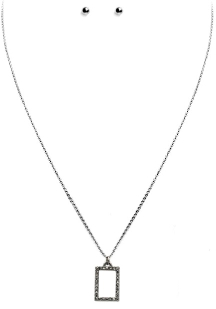 Square Pave Necklace