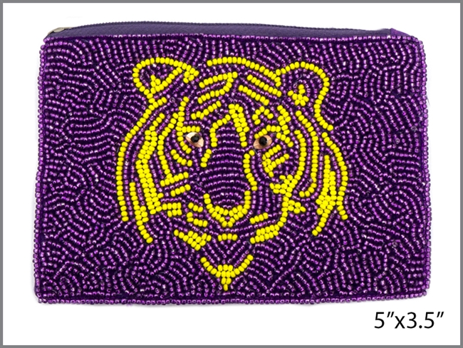 Tiger  Seed Bead Coin Purse