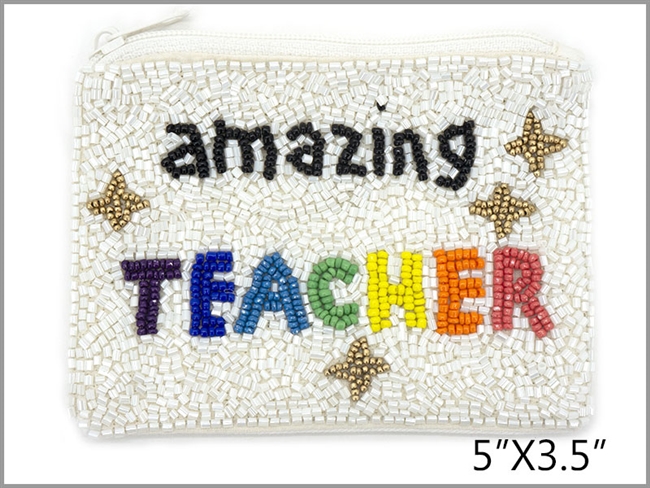 Amazing Teacher Seed Bead Coin Purse