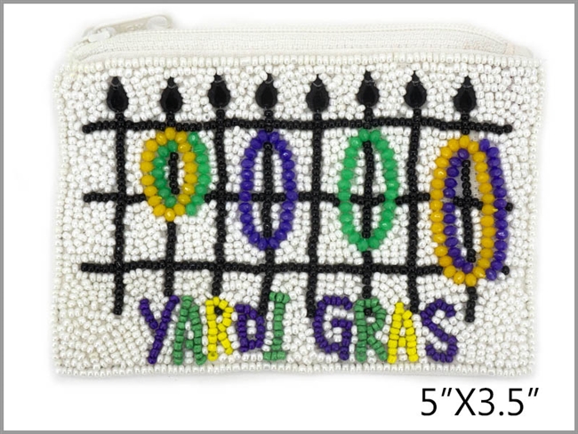 Mardi Gras Seed Bead Coin Purse