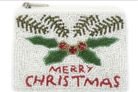 Merry Christmas Seed Bead Coin Purse
