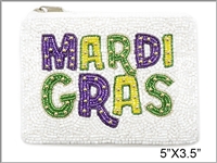 Mardi Gras Seed Bead Coin Purse