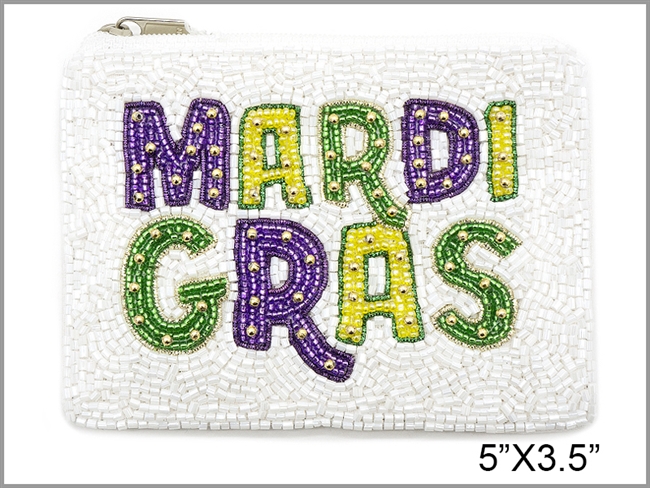 Mardi Gras Seed Bead Coin Purse
