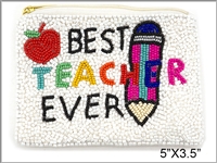 Best Teacher Ever  Seed Bead Coin Purse