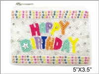 Happy Birthday Seed Bead Coin Purse