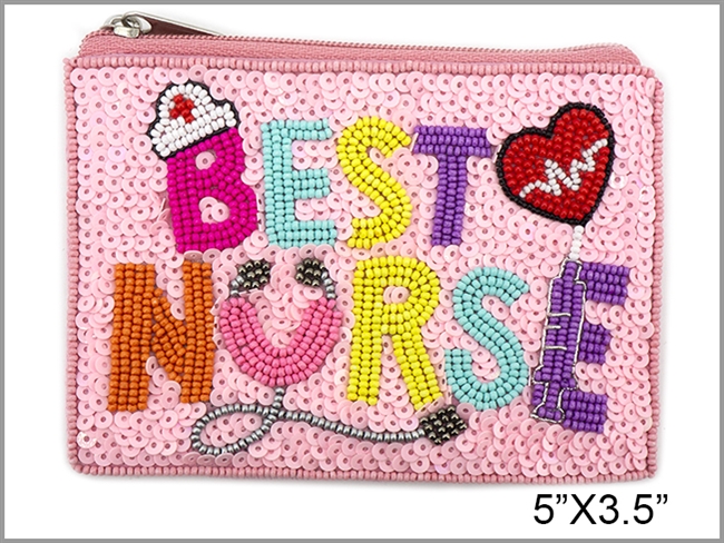 Best Nurse Seed Bead Coin Purse