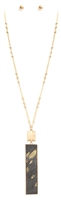 Gold Paint Leather Bar Necklace