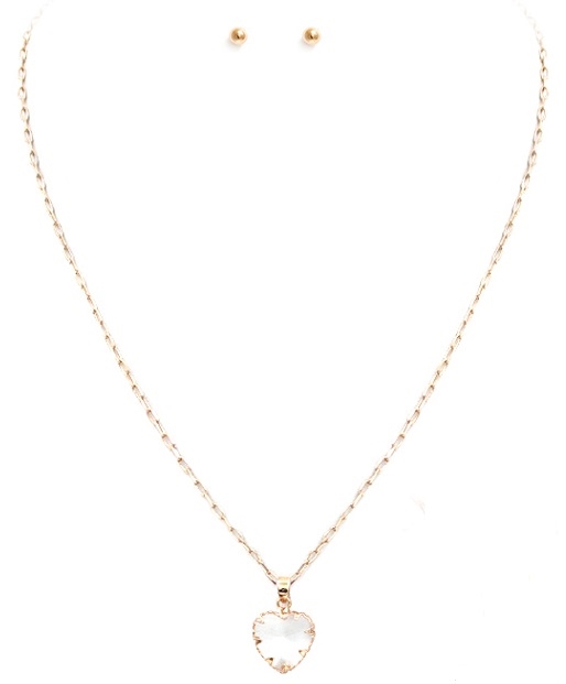 Bezel Glass Heart Necklace