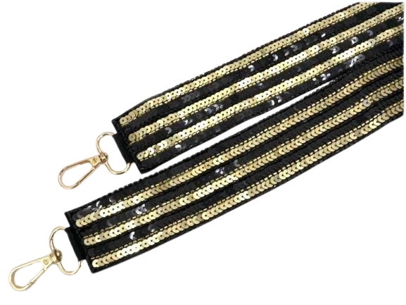 Black & Gold Sequin Purse Strap