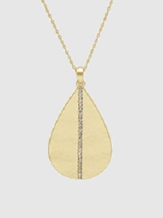 Hammered Teardrop Crystal Necklace