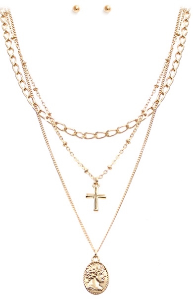 Layered Cross & Pendant Necklace